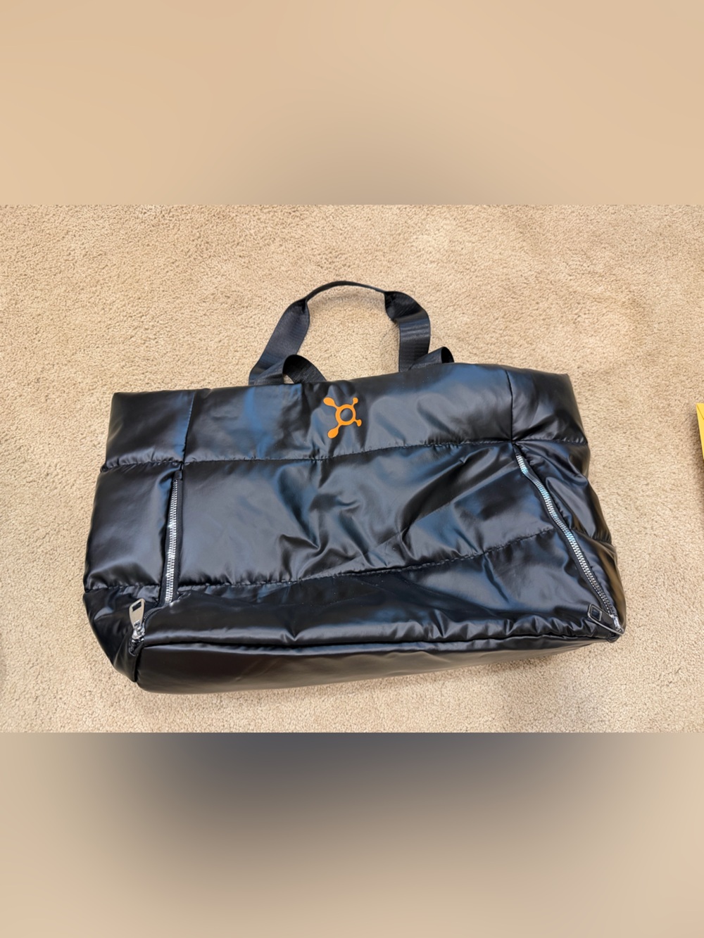 Orangetheory Black Puffer Tote with Orange Logo